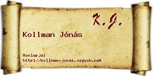 Kollman Jónás névjegykártya